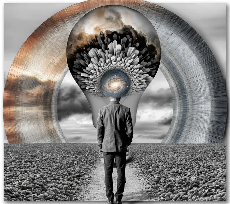 Surreal Monochrome Radial Art