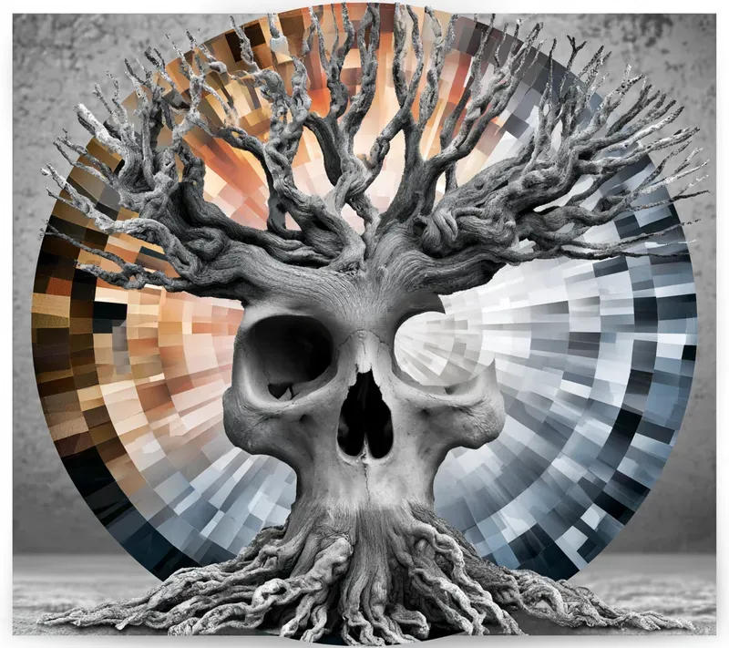 Surreal Monochrome Radial Art