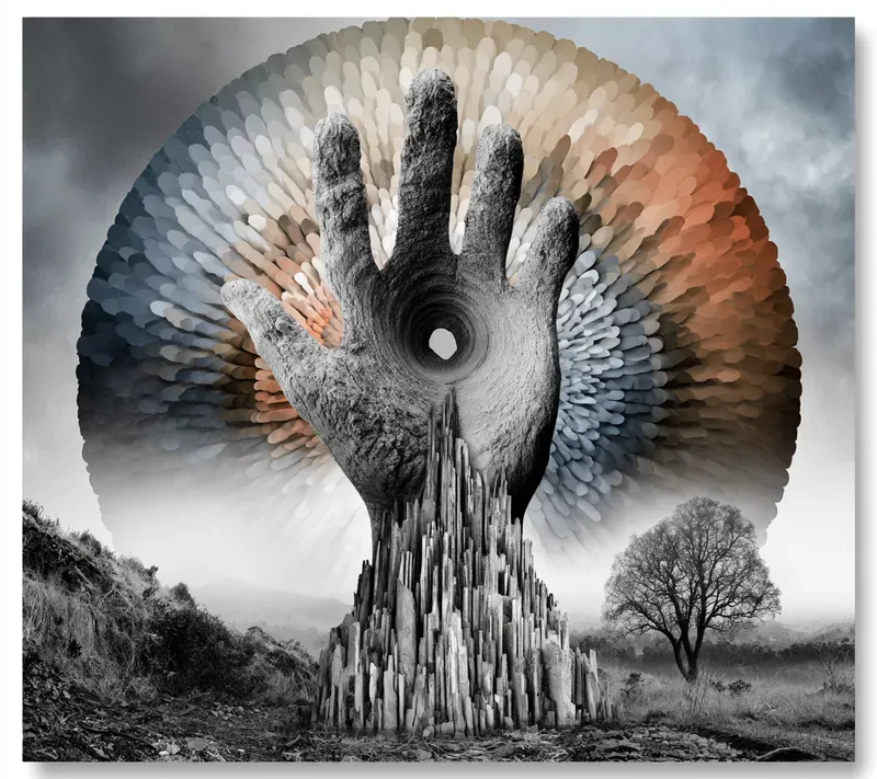 Surreal Monochrome Radial Art