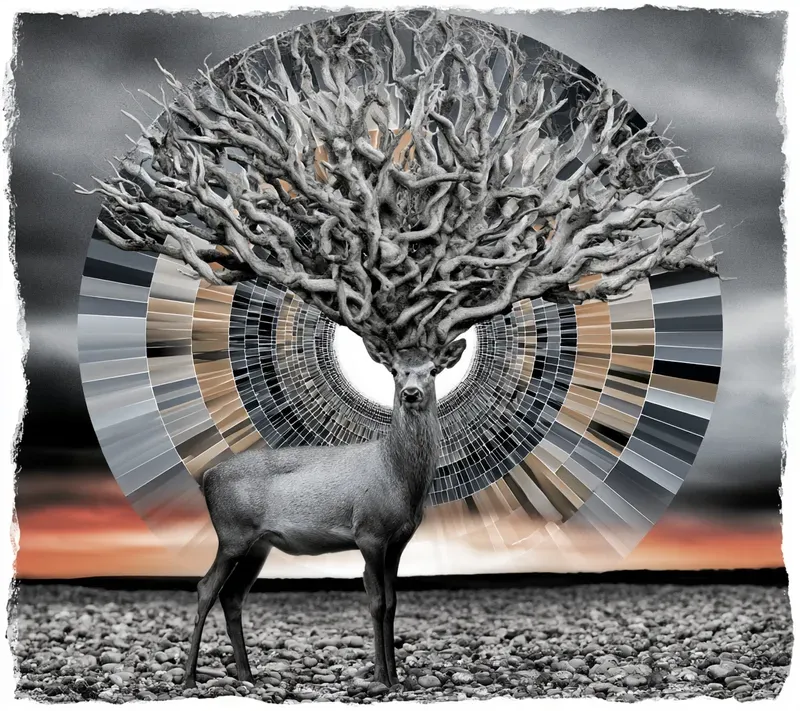 Surreal Monochrome Radial Art