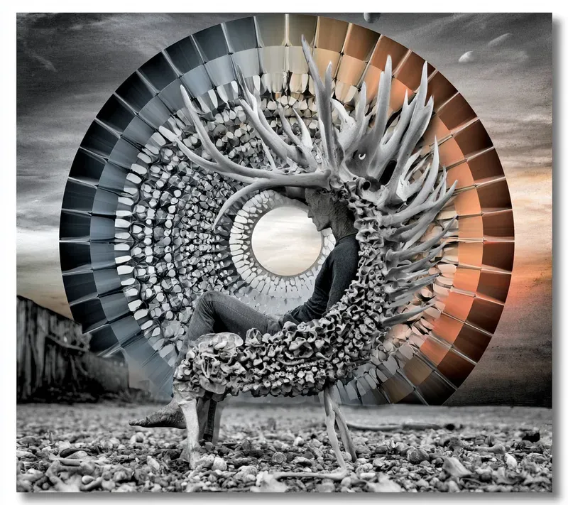 Surreal Monochrome Radial Art