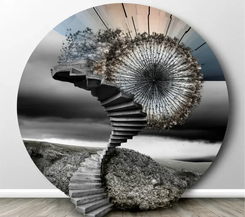 Surreal Monochrome Radial Art