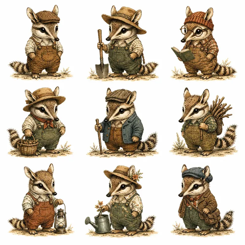 Whimsical Vintage Animal Storybook Art