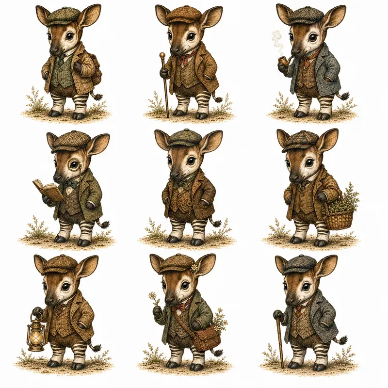 Whimsical Vintage Animal Storybook Art