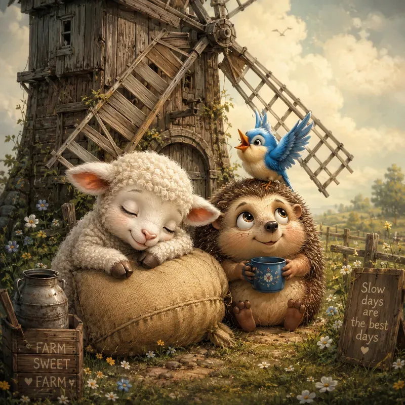 Whimsical Farmyard Animal Portraits