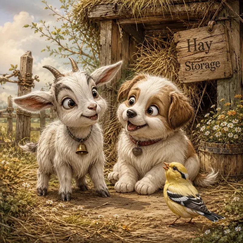 Whimsical Farmyard Animal Portraits