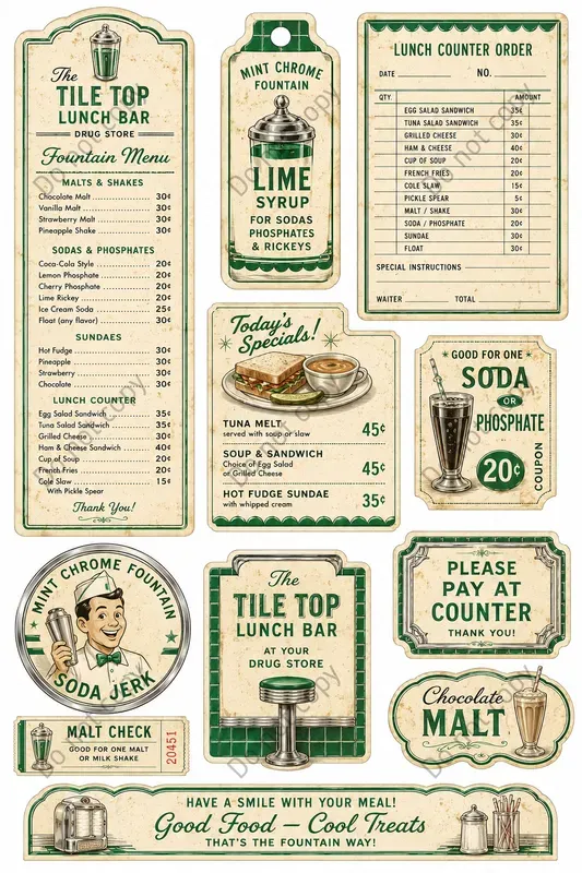 Soda Fountain Vintage Ephemera