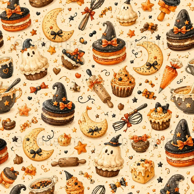Whimsical Haunted Bakery Patterns