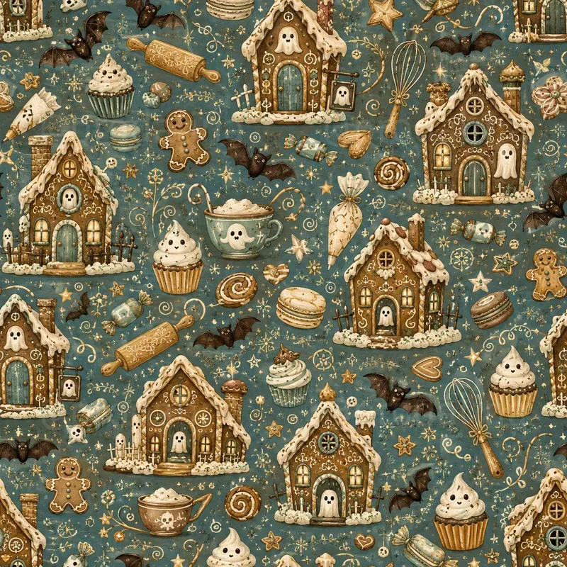Whimsical Haunted Bakery Patterns