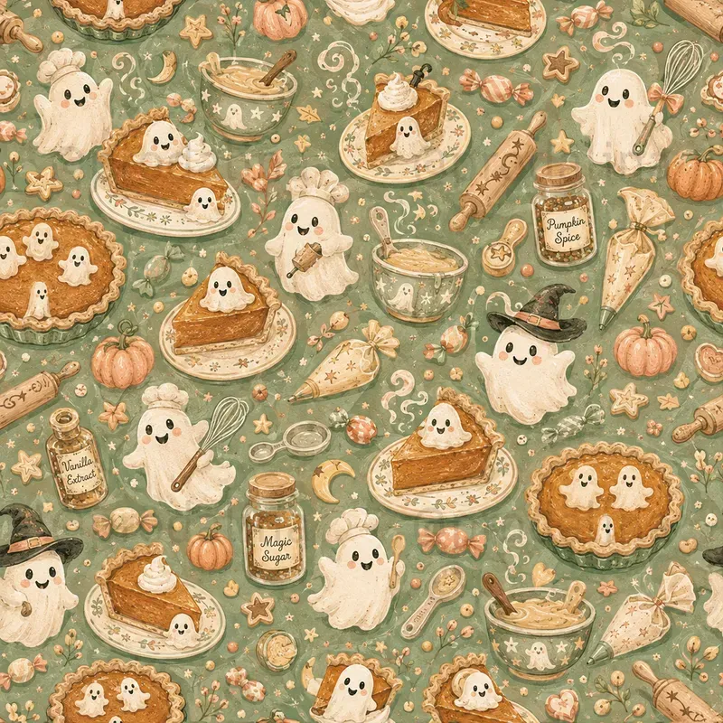 Whimsical Haunted Bakery Patterns