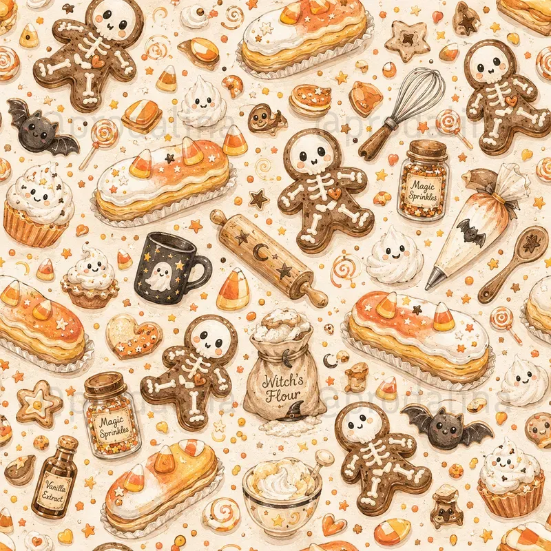 Whimsical Haunted Bakery Patterns