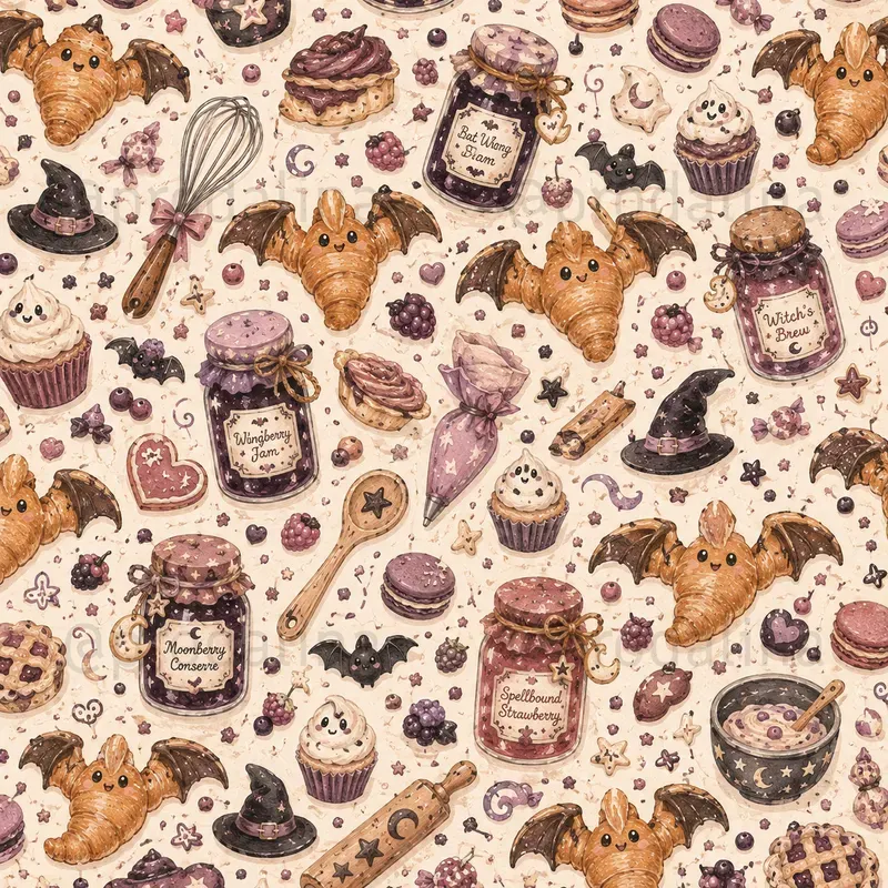 Whimsical Haunted Bakery Patterns