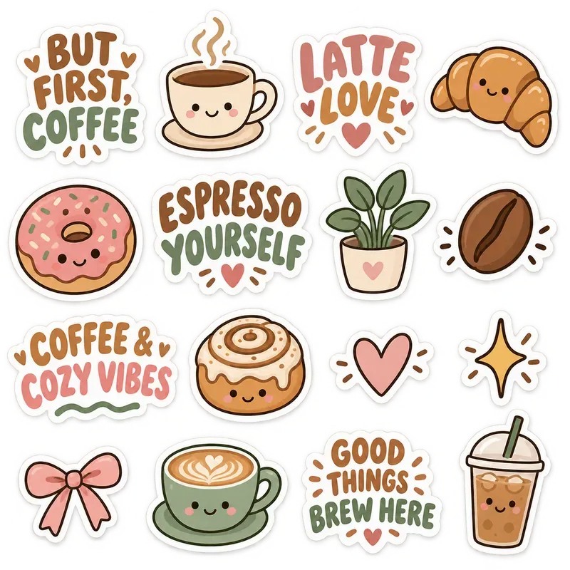 Cozy Coffee Shop Sticker Pack Generator
