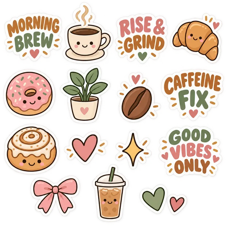 Cozy Coffee Shop Sticker Pack Generator