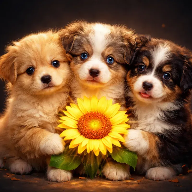 Colorful Cute Kitten Trio Portraits