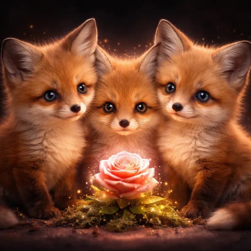Colorful Cute Kitten Trio Portraits