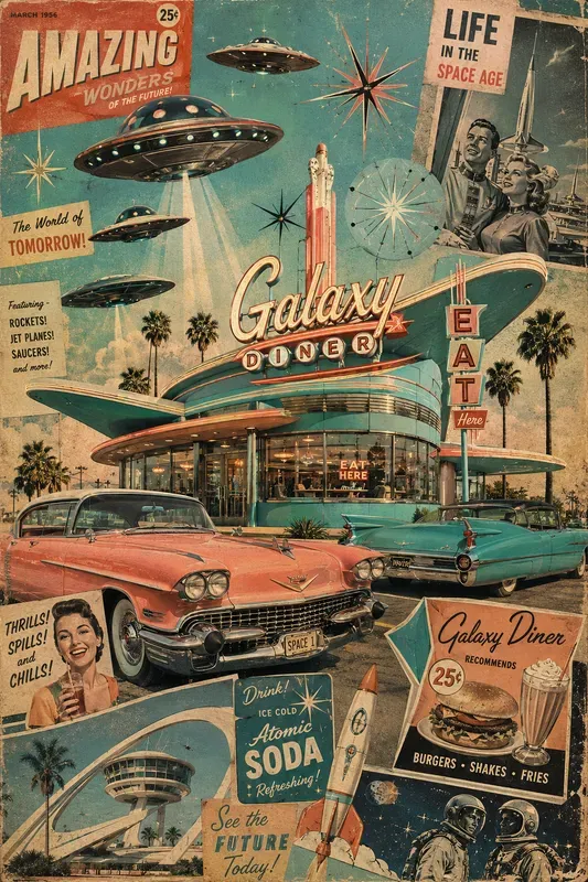 Space Age Retro Collage Poster Makers