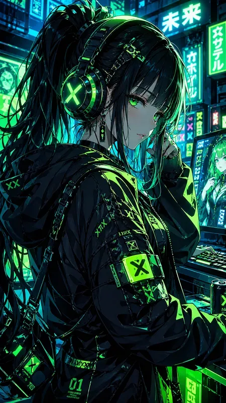 Neon Lime Cyberanime Aesthetics