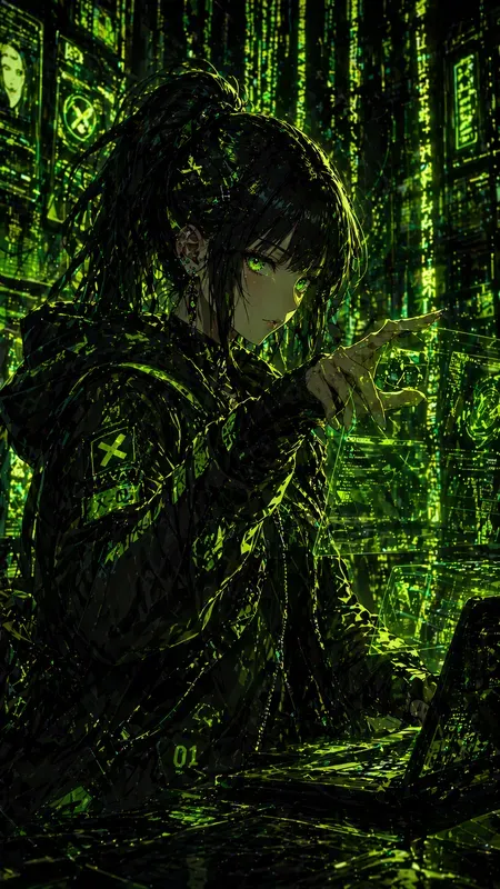Neon Lime Cyberanime Aesthetics
