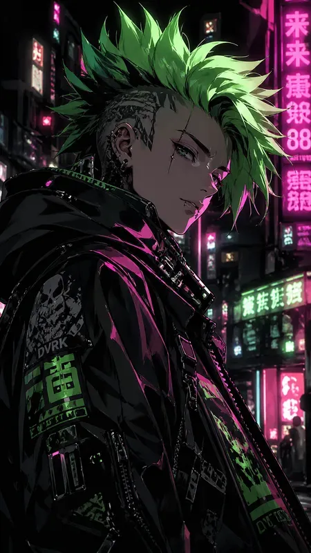 Neon Lime Cyberanime Aesthetics