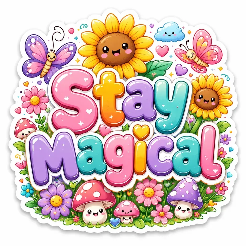 Whimsical Cute Typography Stickers