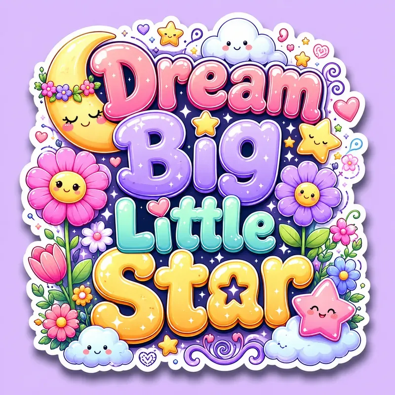 Whimsical Cute Typography Stickers