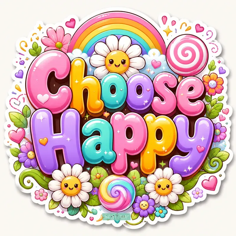 Whimsical Cute Typography Stickers