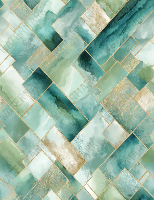 Romantic Teal Seamless Patterns