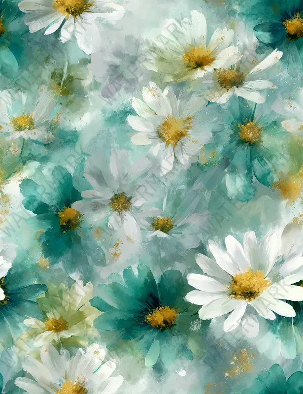 Romantic Teal Seamless Patterns
