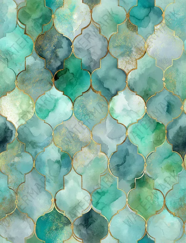 Romantic Teal Seamless Patterns