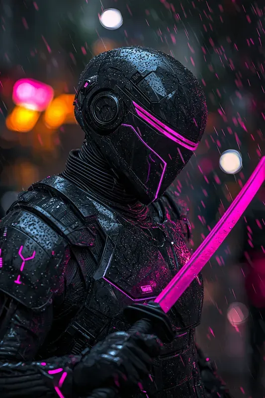 Magenta Neon Ronin Cyberpunk Portraits