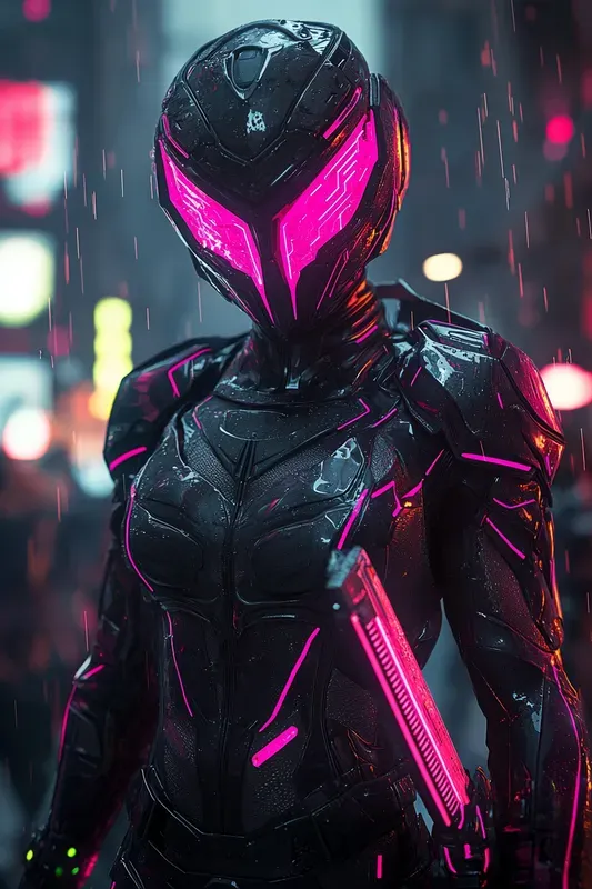 Magenta Neon Ronin Cyberpunk Portraits