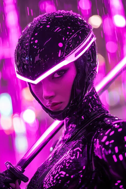 Magenta Neon Ronin Cyberpunk Portraits
