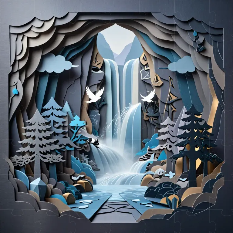3D Layered Papercraft Fantasy Landscapes