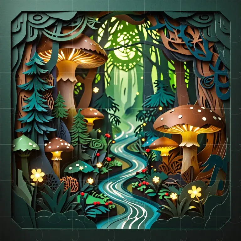 3D Layered Papercraft Fantasy Landscapes