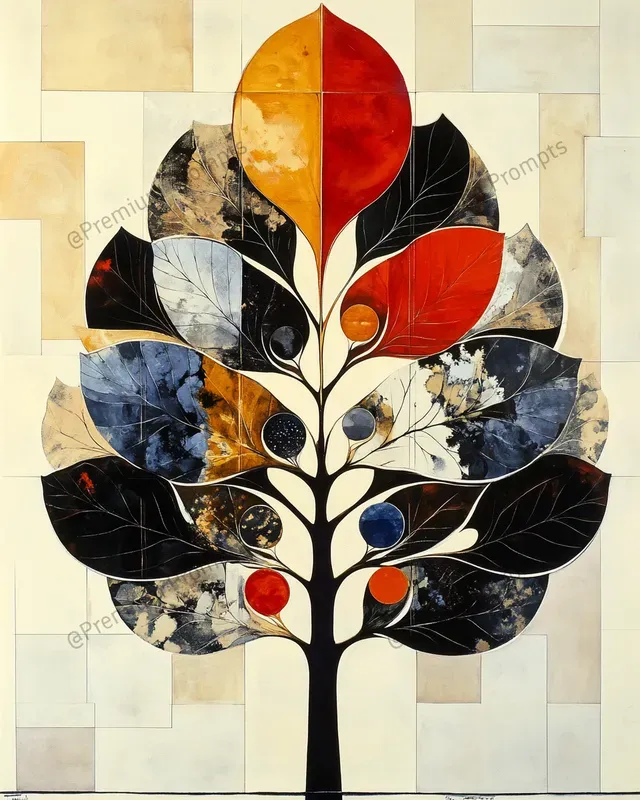 Abstract Scandinavian Folk Art Paintings