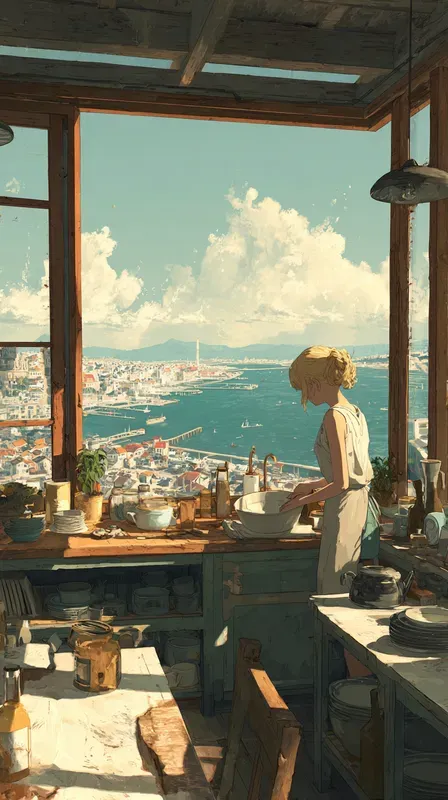 Warm Anime Cozy Kitchen Scenes