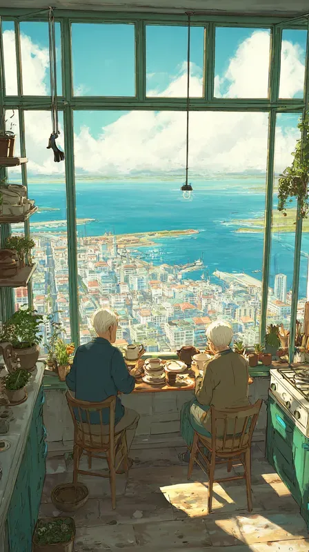 Warm Anime Cozy Kitchen Scenes