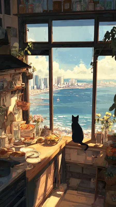 Warm Anime Cozy Kitchen Scenes