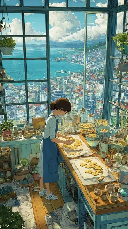 Warm Anime Cozy Kitchen Scenes