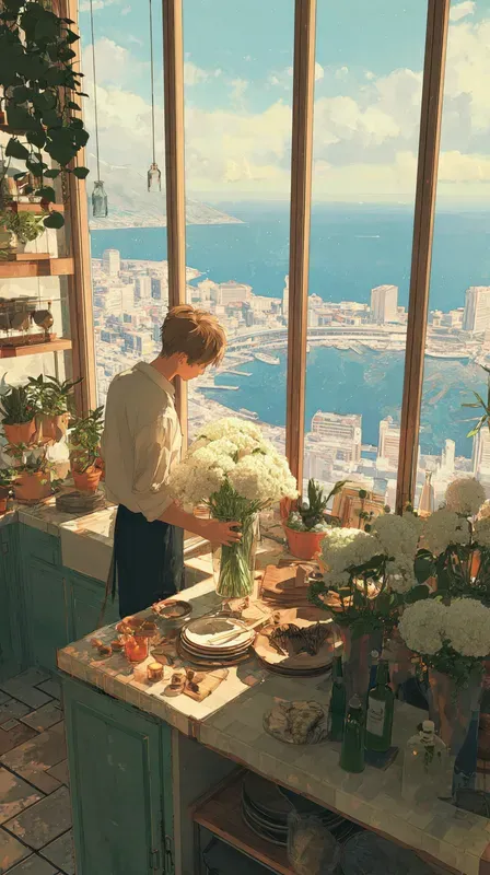 Warm Anime Cozy Kitchen Scenes