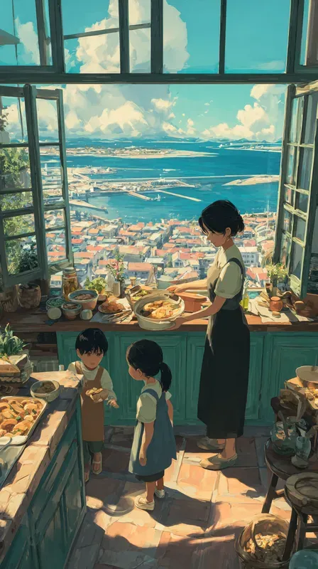 Warm Anime Cozy Kitchen Scenes