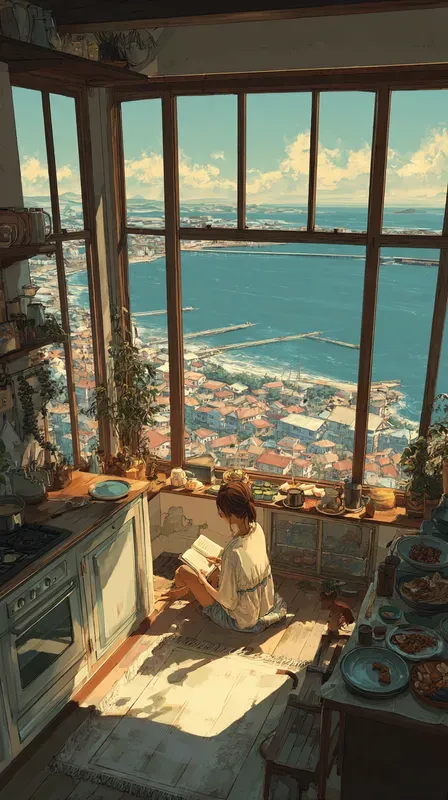 Warm Anime Cozy Kitchen Scenes