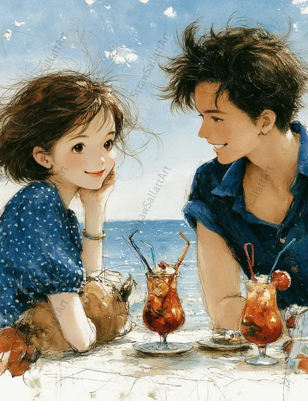 Summer Romantic 1950s Couple Art Prints