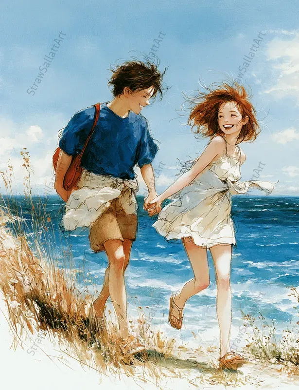 Summer Romantic 1950s Couple Art Prints