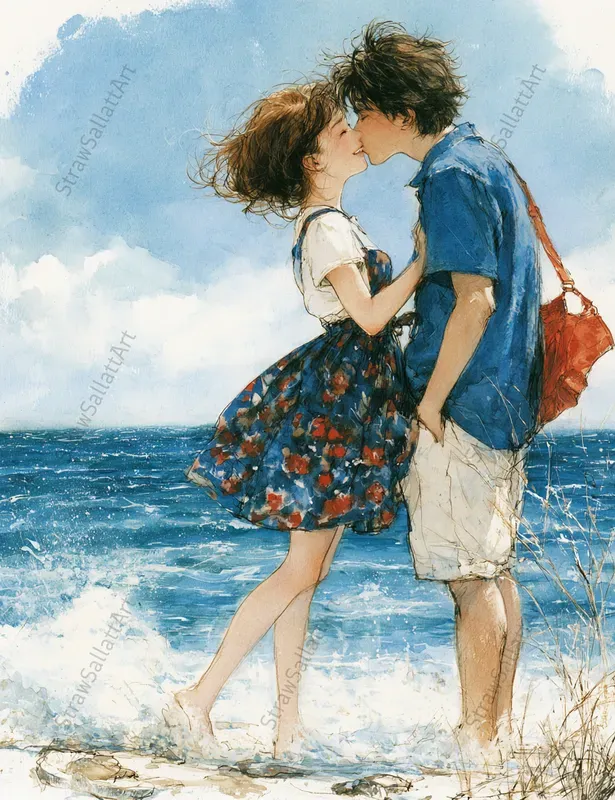 Summer Romantic 1950s Couple Art Prints