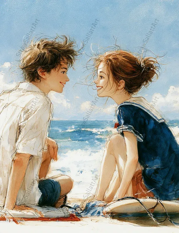 Summer Romantic 1950s Couple Art Prints