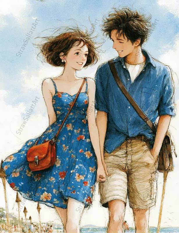 Summer Romantic 1950s Couple Art Prints