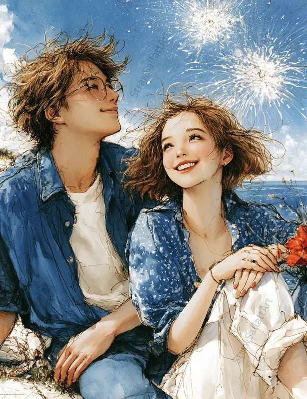 Summer Romantic 1950s Couple Art Prints