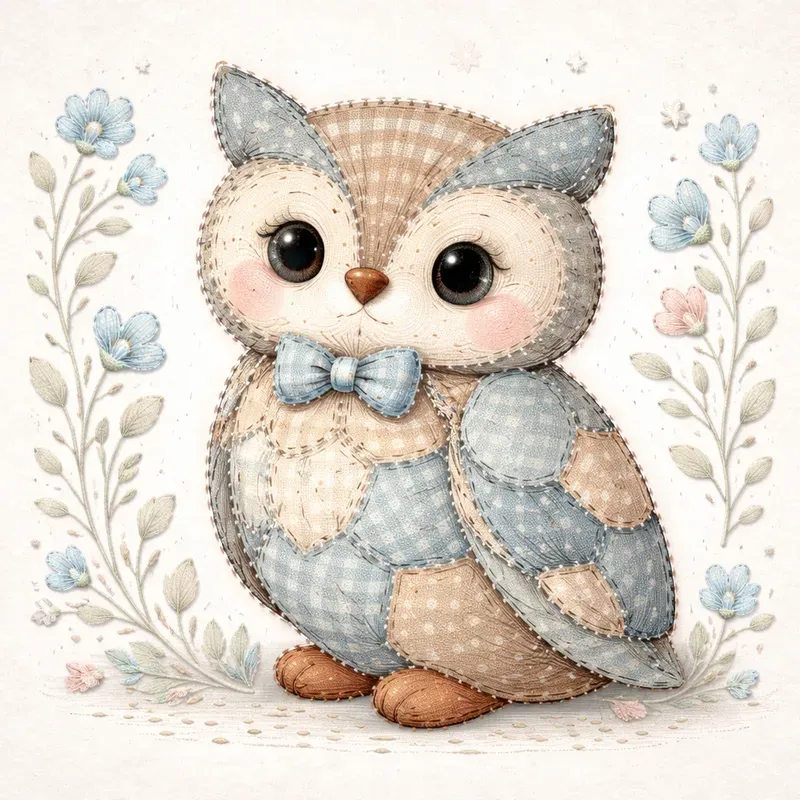 Patchwork Whimsical Animal Art Style